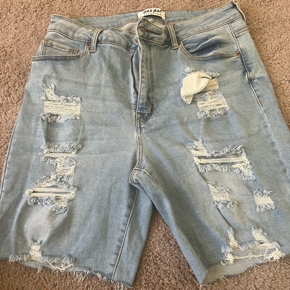 Wax Jean Distressed Denim Shorts